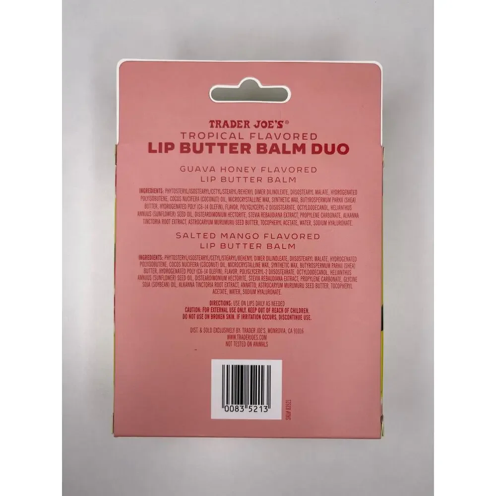 Trader Joe's — Lip Butter Balm Duo Guava Honey + Salted Mango Gift Set Box — NEW